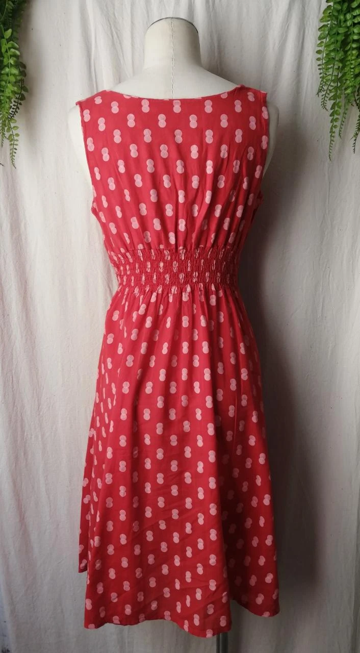 Robe estivale évasée rouge à pois coton stretch "Made in Italy" – photo 4